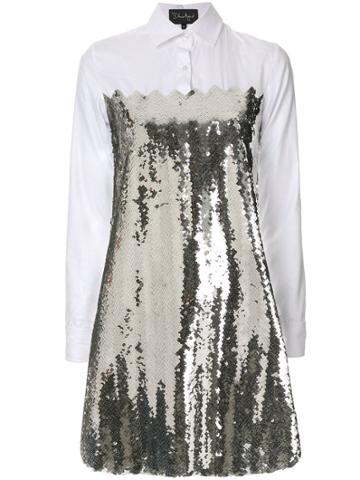 Dima Ayad Contrast Embellished Shift Dress - Silver