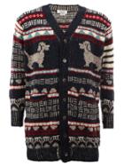 Thom Browne Dog Cardigan, Men's, Size: 0, Blue, Mohair/wool