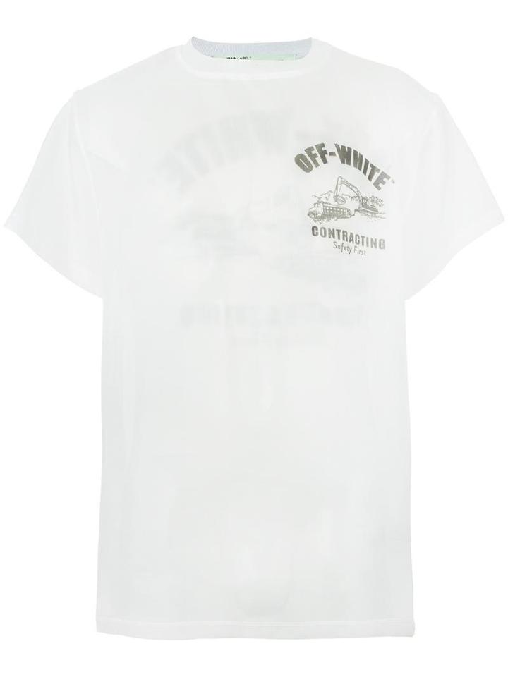 Off-white Construction Organza T-shirt, Men's, Size: Small, White, Silk/polyamide/polyester
