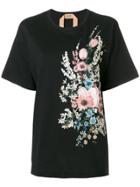 No21 Floral Embroidered T-shirt - Black