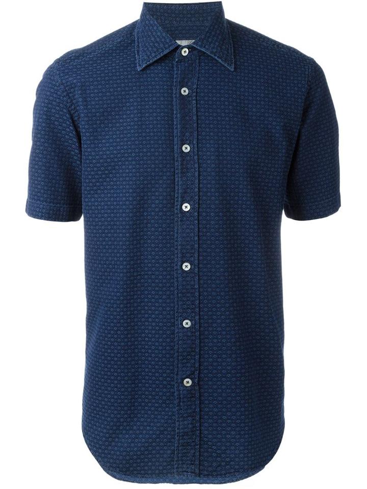 Canali Textured Short Sleeve Button Down Shirt