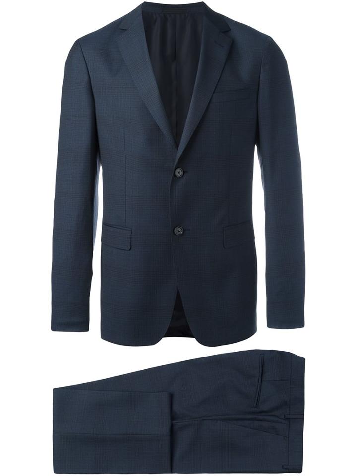 Ermenegildo Zegna Notched Lapel Suit, Men's, Size: 50, Blue, Cupro/wool