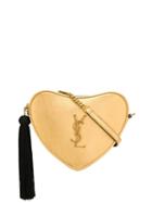 Saint Laurent Monogram Heart Metallic Cross Body Bag - Gold