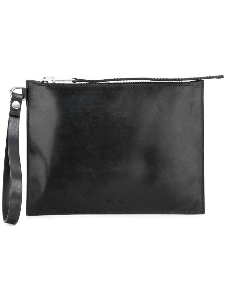 Rick Owens Zipped Clutch, Women's, Black, Horse Leather/calf Leather
