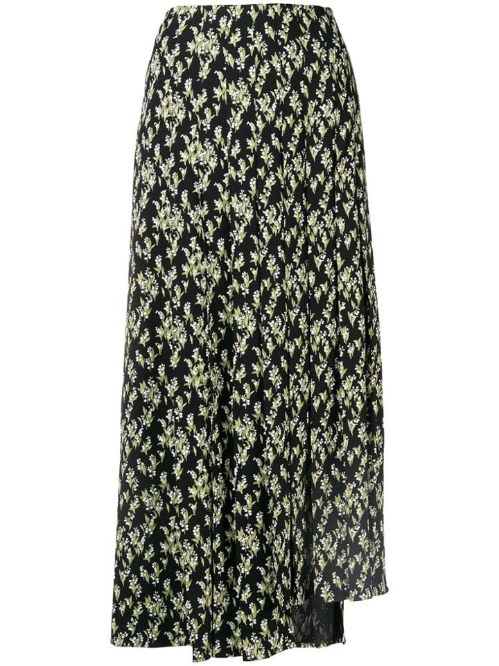 Sonia Rykiel Pleated Floral Print Skirt - Black