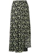 Sonia Rykiel Pleated Floral Print Skirt - Black