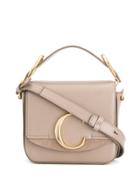 Chloé Logo Plaque Tote Bag - Neutrals