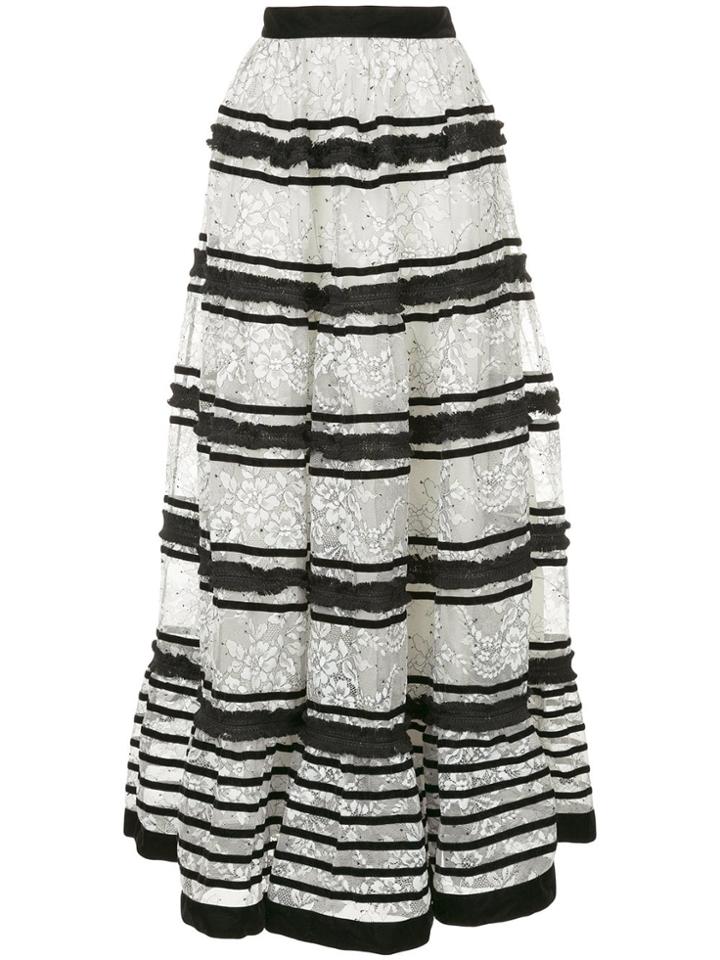 Huishan Zhang Flared Lace Maxi Skirt - White