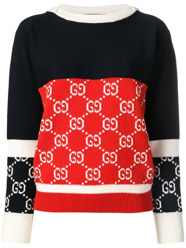 Gucci Gg Supreme Intarsia Sweater - Blue