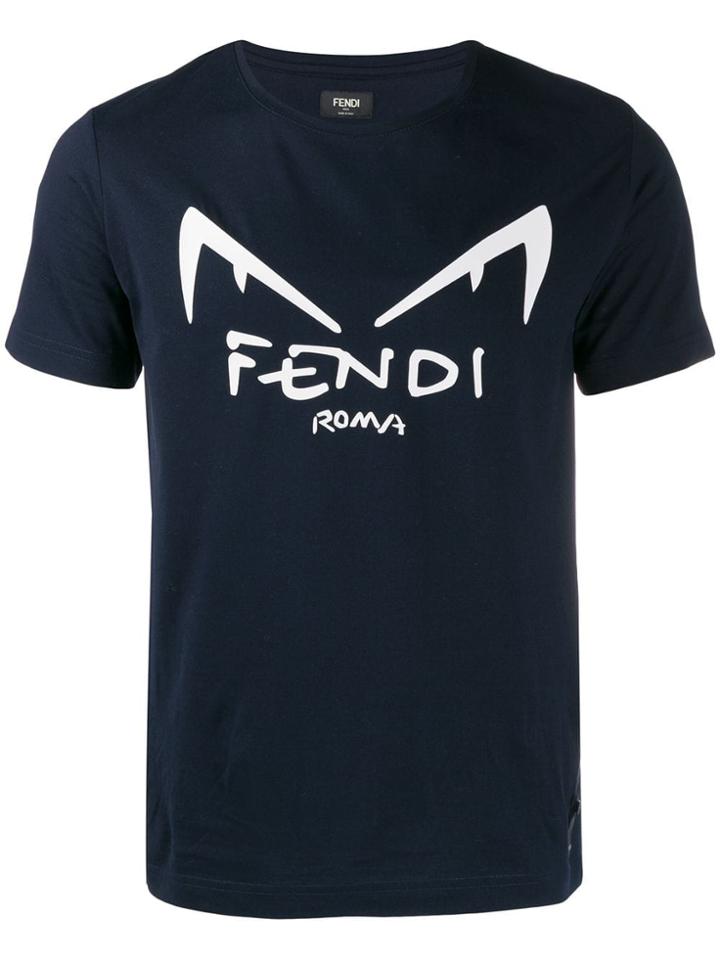 Fendi Diabolic Eyes Print T-shirt - Blue