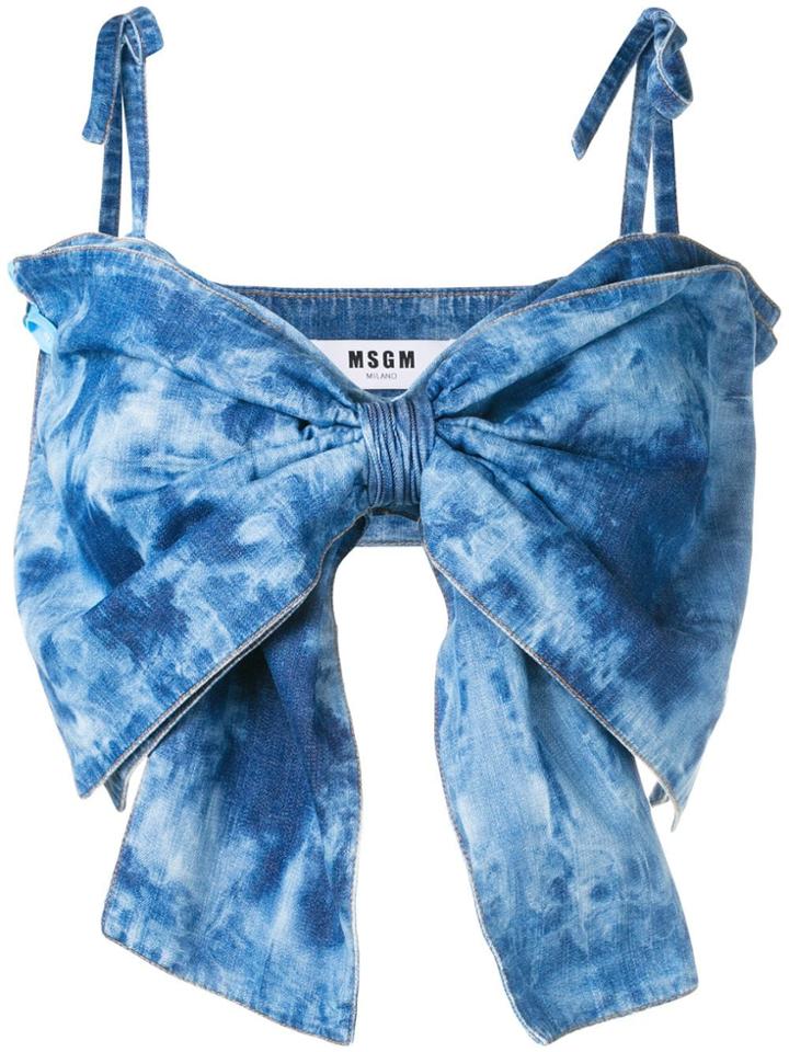 Msgm Denim Bow Top - Blue