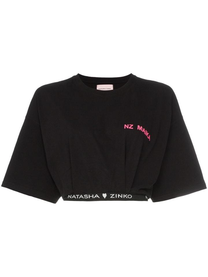 Natasha Zinko Logo-hem Cropped T-shirt - Black