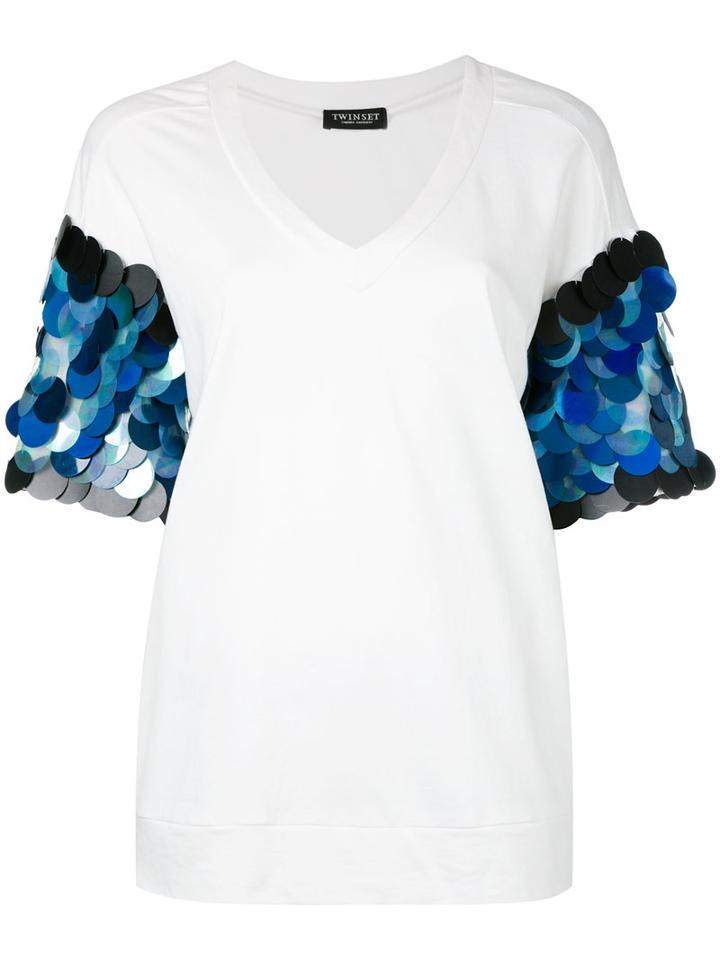 Twin-set - V-neck T-shirt - Women - Cotton - Xxs, Women's, White, Cotton