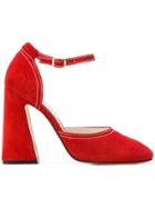 Nicole Saldaña Block Heel Pumps - Red