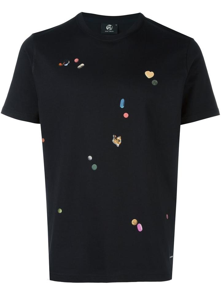 Ps By Paul Smith Miscellaneous Print T-shirt, Men's, Size: Medium, Black, Organic Cotton