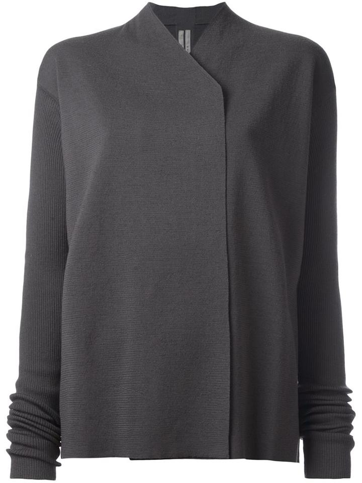 Rick Owens V-neck Cardigan, Women's, Size: Large, Grey, Virgin Wool