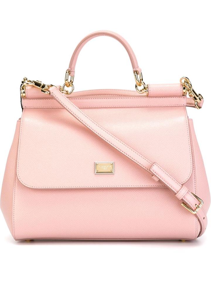 Dolce & Gabbana Medium 'sicily' Tote, Women's, Pink/purple, Calf Leather/leather
