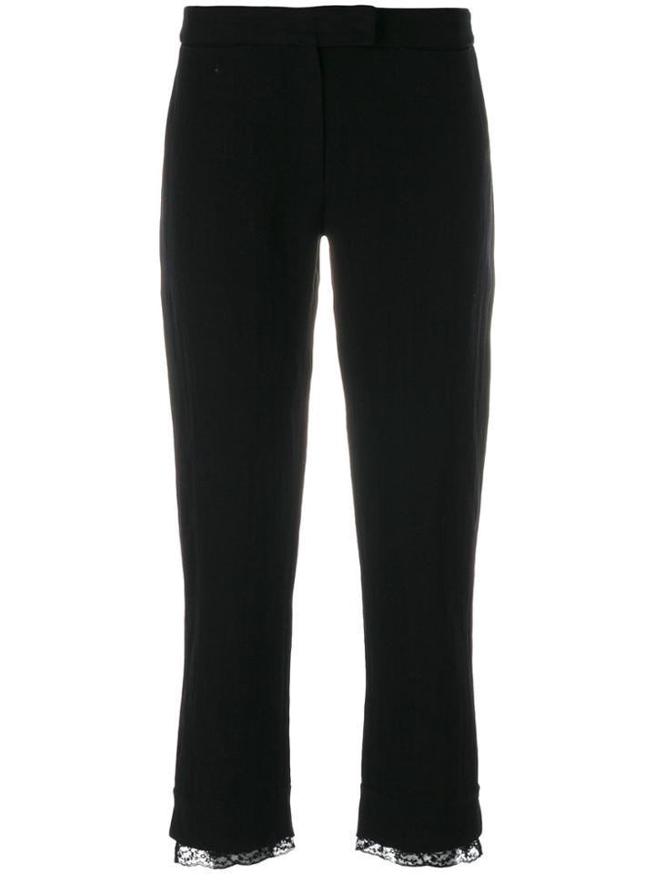 Ann Demeulemeester Lace Hem Detail Cropped Trousers - Black