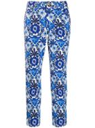 Escada Floral Print Cropped Jeans - Blue