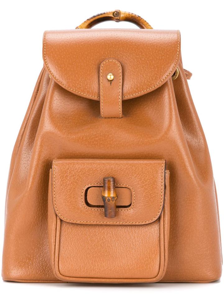 Gucci Vintage Bamboo Backpack Hand Bag - Brown
