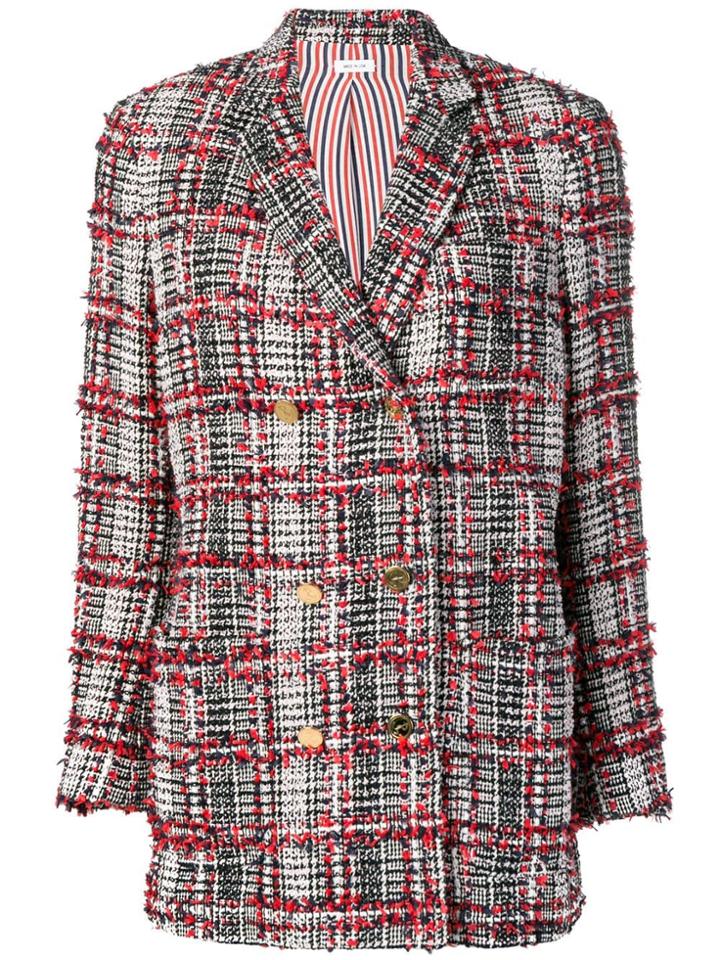 Thom Browne Rwb Overcheck Tweed Sack Jacket - Red