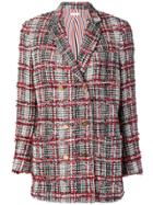 Thom Browne Rwb Overcheck Tweed Sack Jacket - Red