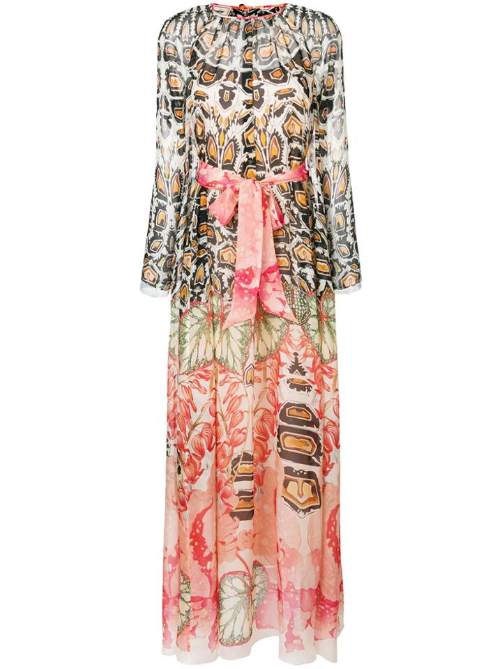 Temperley London Printed Tie Waist Maxi Dress - Pink & Purple