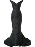 Romona Keveza Off Shoulder Gown, Size: 4, Black, Silk