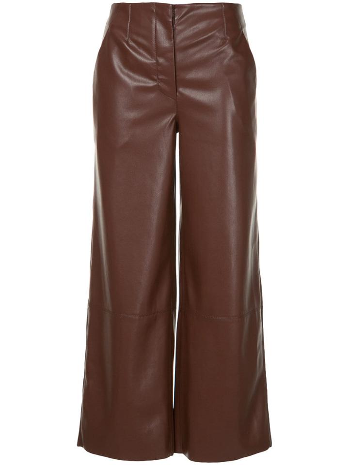 Nanushka High Waist Faux Leather Trousers - Brown