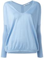Agnona V-neck Jumper, Women's, Size: Small, Blue, Silk/cashmere