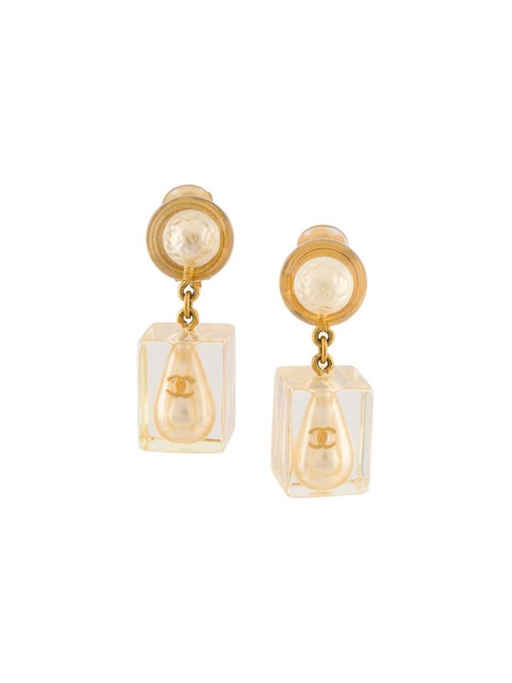 Chanel Vintage Pearl Drop Clip-on Earrings