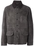 Desa Collection Multi-pocket Leather Jacket, Men's, Size: 54, Grey, Sheep Skin/shearling