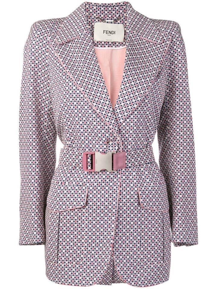 Fendi Printed Structured Blazer - Blue