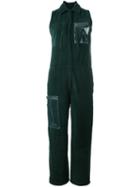 Mm6 Maison Margiela Transparent Pockets Zipped Jumpsuit, Women's, Size: 44, Green, Cotton/pvc