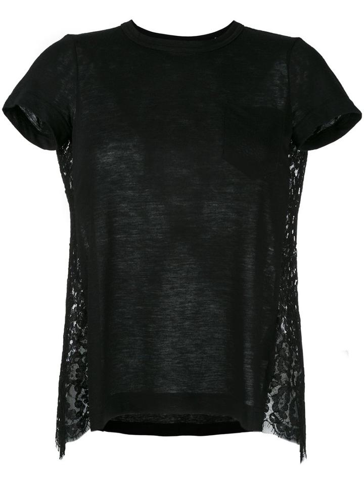 Sacai Lace Back T-shirt, Women's, Size: 2, Black, Cotton/linen/flax/polyester/rayon