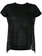 Sacai Lace Back T-shirt, Women's, Size: 2, Black, Cotton/linen/flax/polyester/rayon