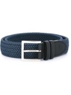 Canali Braided Elastic Belt, Men's, Size: 85, Blue, Elastodiene