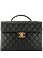 Chanel Pre-owned 1995 Quilted Cc Briefcase - Black