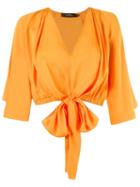 Andrea Marques V-neck Cropped Blouse, Women's, Size: 40, Yellow/orange, Viscose