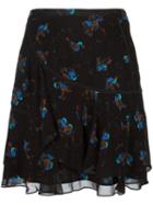 Coach Bird Print Skirt, Women's, Size: 2, Black, Silk/cupro