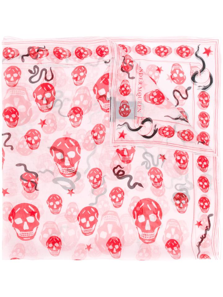 Alexander Mcqueen Skull And Snake Scarf - Pink & Purple