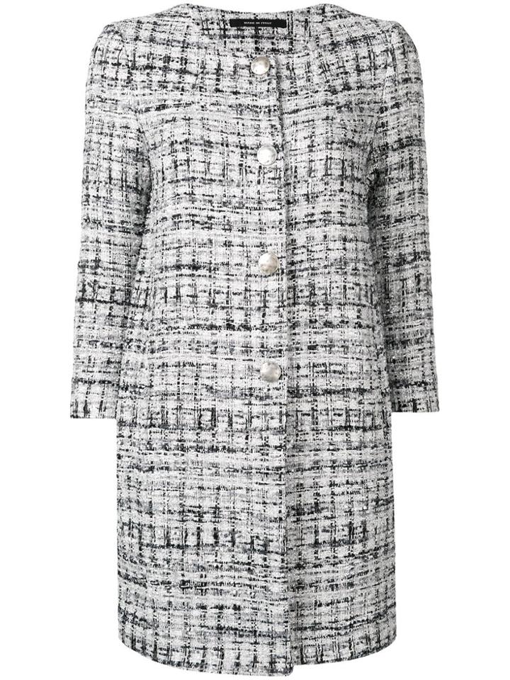 Tagliatore Tweed Single-breasted Coat - Grey