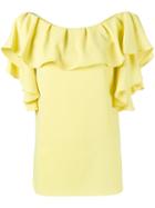 P.a.r.o.s.h. - Ruffle Neck Top - Women - Polyester - S, Women's, Yellow/orange, Polyester
