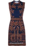 Valentino Sleeveless Giraffe Jacquard Dress, Women's, Size: Medium, Brown, Polyester/viscose