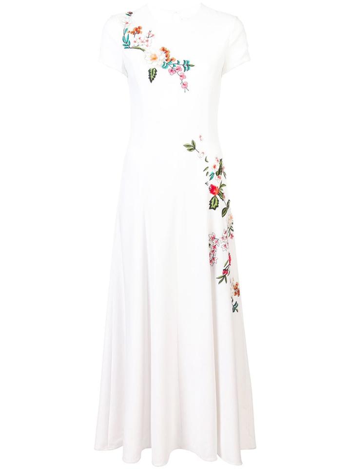 Carolina Herrera Floral Embroidered Dress - White