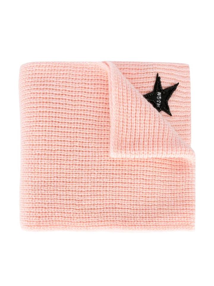 Msgm Kids Star Patch Knitted Scarf, Girl's, Pink/purple