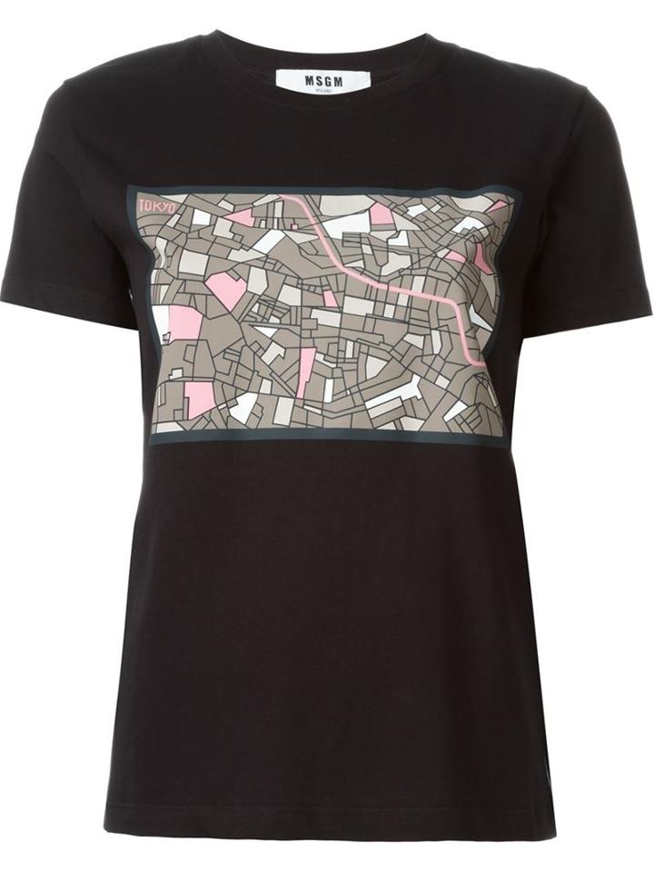 Msgm Tokyo Map Print T-shirt