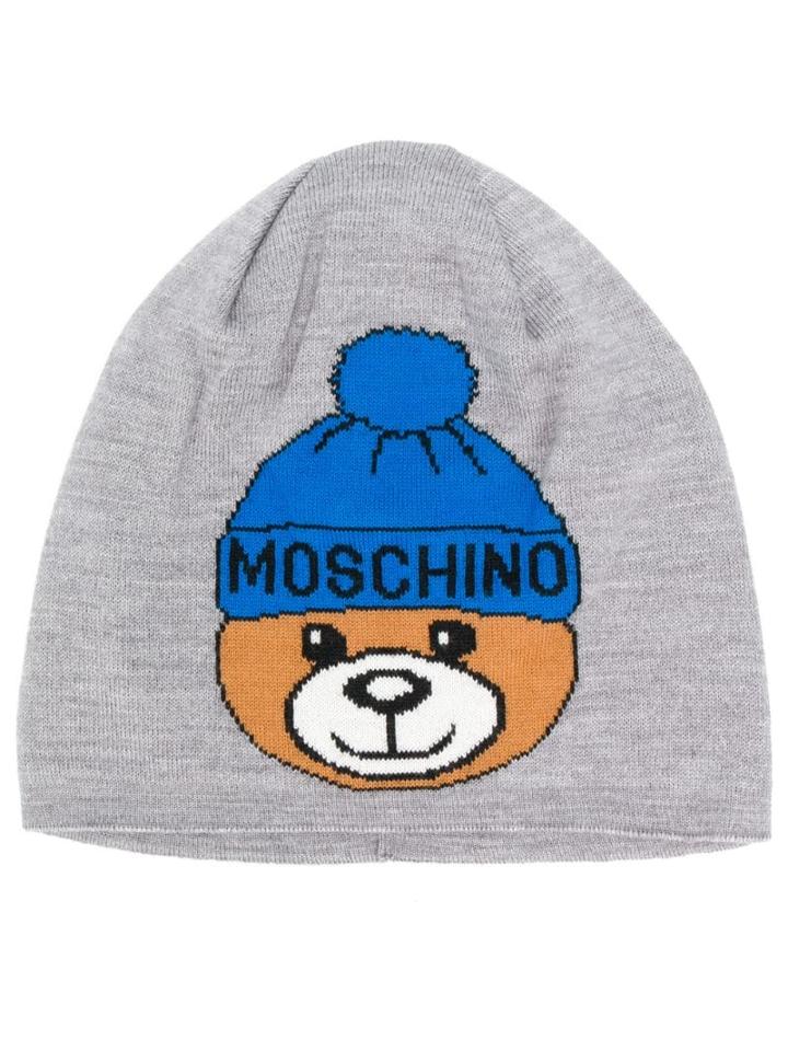 Moschino Teddy Motif Beanie - Grey