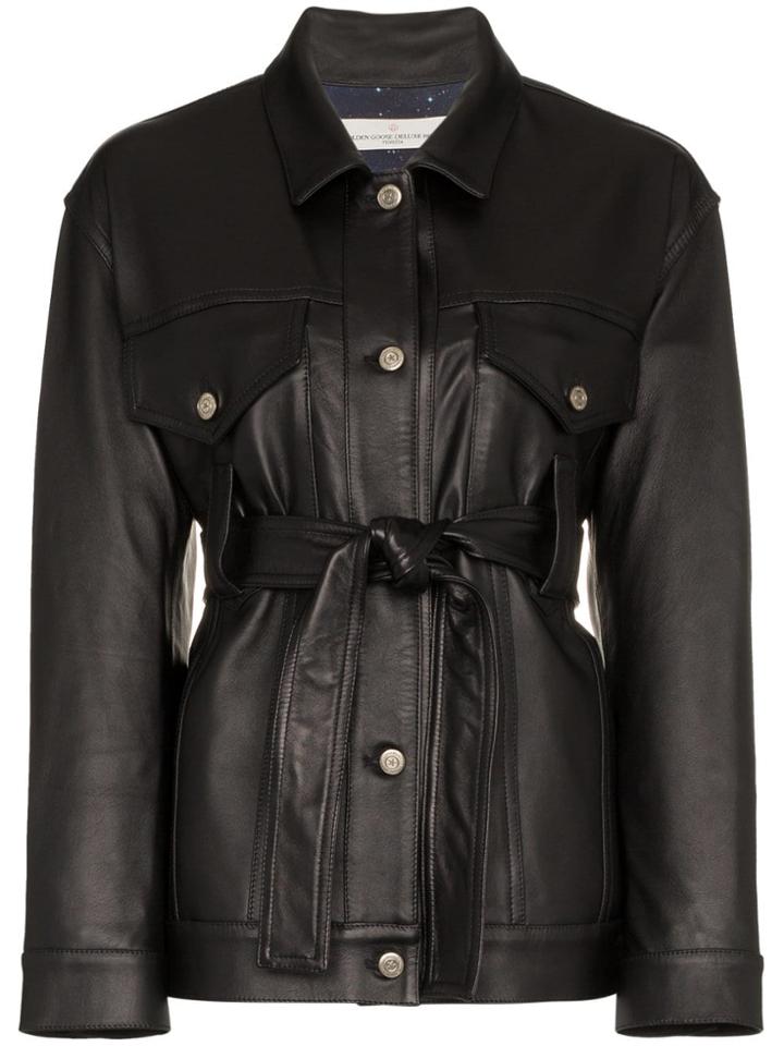 Golden Goose Deluxe Brand Pictor Leather Belted Jacket - Black
