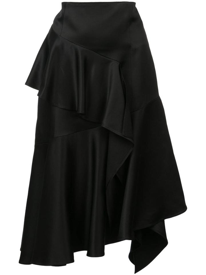 Josie Natori Satin Ruffle Skirt - Black